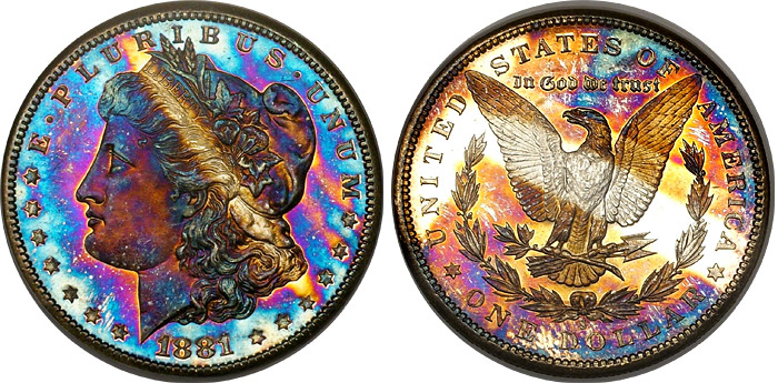 Jhon E. Cash - 1881-S $1 NGC MS65*PL STAR Monster Toned Morgan