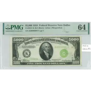 $5,000 1934  High Denomination Notes 2221-K