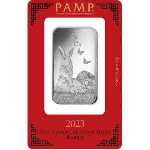 2023 1oz PAMP Silver Bar: Lunar Year of The Rabbit (2)